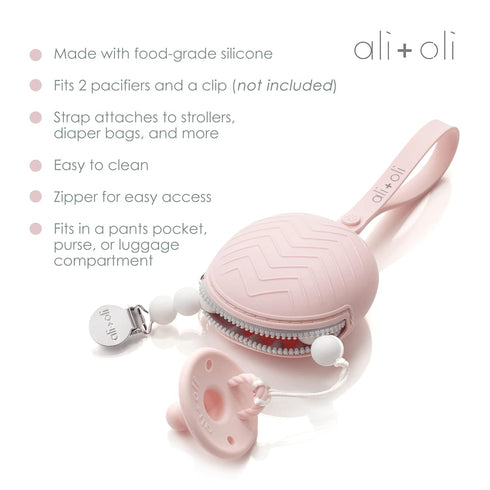 Set Ali+Oli Silicone Pacifier Essentials Bundle: Pacifier Case and Pacifier