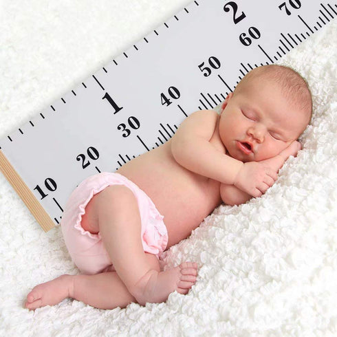 Kids Growth Chart, Height Measurement Ruler for Wall, Removable Wall Decor, White Grey Wood Frame, 79"x7.9"
