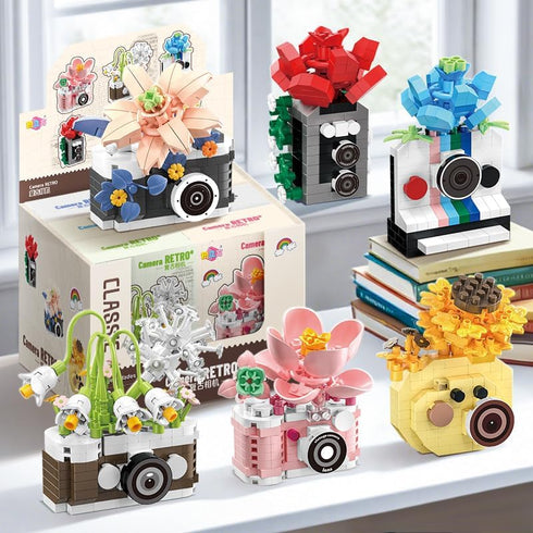 Gearblox Set Peony Mini Flower Cameras Micro Bricks Building Toy Collectible Cute Camera Miniature Toys Models Creative