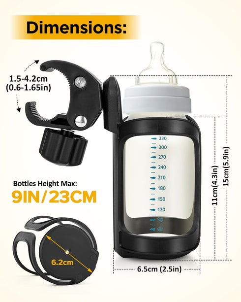 Pack 2 of Stroller Cup Holders, Universal Drinks Holder for Bikes, Trolleys or Walkers