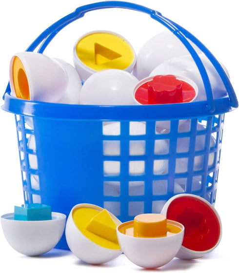 Prextex Easter Eggs Educational Puzzle in a Basket (12 Eggs) - Baby Easter Basket Toddler Toy Gifts