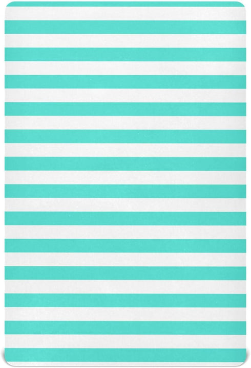 Pigsaly Crib Sheets Turquoise White Stripe Baby Sheet for Standard Crib Mattress Boys