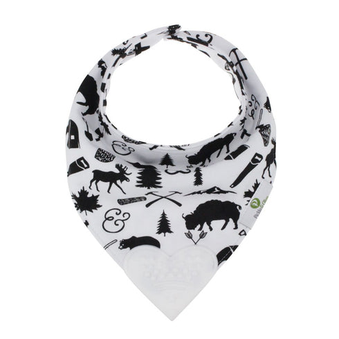Pickle & Olive Reversible Baby Teething Bibs, Attached Heart Shaped Teether, Monochrome, Set of 2