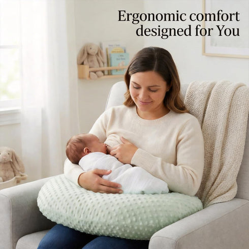 OMYS Nursing Pillow, Breastfeeding Pillows with Removable Cover for Mom with Breathable Filling, Ergonomic Baby Feeding
