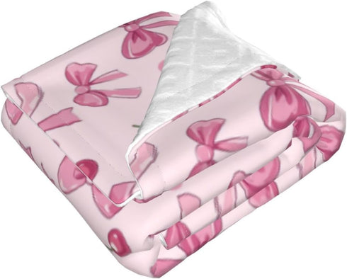 30x40 Inch Baby Blanket Pink Bow Pattern Cherry for Boy Girl Newborn Toddler Infant Nursery Throw Blankets Double Layer