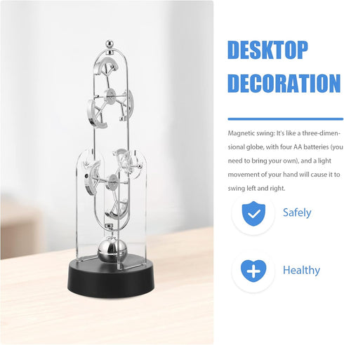 HEALLILY Perpetual Motion Desk Toy, Silver Iron Home Office Decor, Science Gift for Kids and Adults