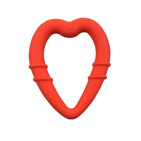 Heart-Shaped Silicone Baby Teether Teething Ring, BPA Phthalate Free Non-Toxic Toy for 3 Months+ (Red)