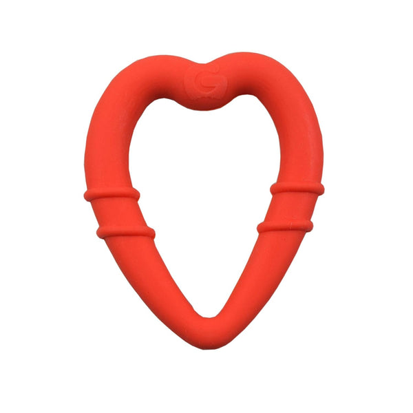 Heart-Shaped Silicone Baby Teether Teething Ring, BPA Phthalate Free Non-Toxic Toy for 3 Months+ (Red)