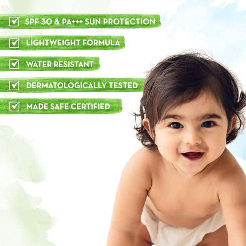30 Babies-80g Mamaearth Milky Soft Mineral Based Sunscreen SPF & PA+++ with Oats, Milk and Calendula