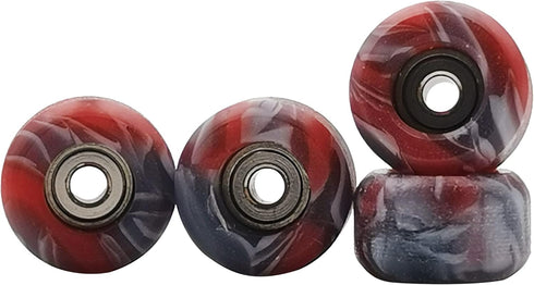 Fingerboard Wheels with Bearing, CNC Lathed Swirl Color New Material (Red Mix)