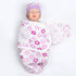 17-22 Inch 2 Reborn Baby Doll Swaddle Blanket Girl Purple Flowers Wrap Blanket Pcs - Swaddle Blanket + Hat, Reborn