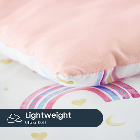 Set 4 Set Wake In Cloud - Rainbow Toddler Bedding for Girls, Cute Colorful Pastel Rainbow with Clouds, Pieces Soft Crib