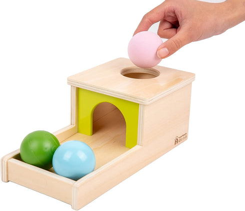 Adena Montessori Object Permanence Box with Tray, Three Balls Montessori Toys for 6-12 Months Baby and Toddler (Small