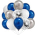 124pcs Blue Silver White Balloons Garland Arch Kit, 5/10/12/18 Inch Set for Birthday Wedding Graduation Party Decor