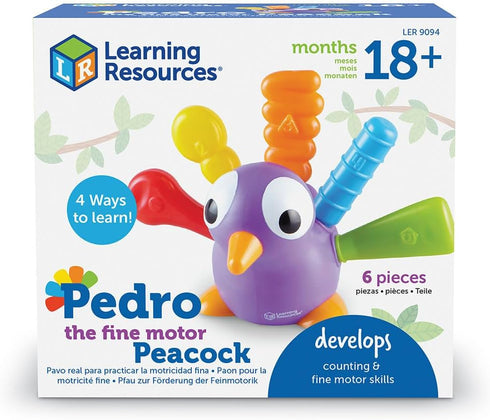 Learning Resources Pedro The Fine Motor Peacock, Toddler Learning Toys, Develops Fine Motor Skills, 6 Pieces