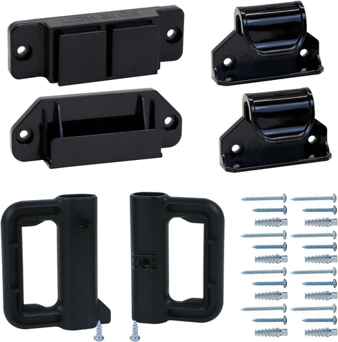 Retractable Baby Gate Replacement Parts Kit (Black), Full Set Wall Mount Accessories with Brackets and Screws