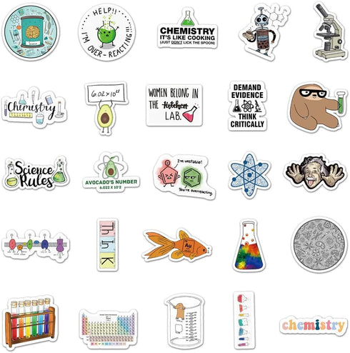 50PCS Pack Chemical Laboratory Equations Chemistry Stickers for DIY Laptops Stationery Phone Case Skateboard Gifts Decals for Kids Birthday Party by ZCGONG