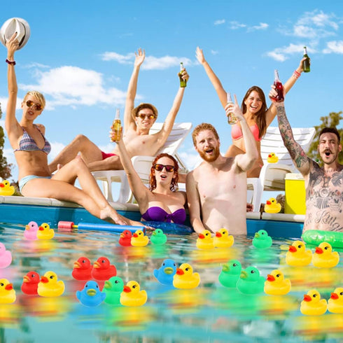 50 Pcs Multicolor Mini Rubber Ducks Bath Toy, Float Duck Baby Bath Toy for Shower Birthday Party Christmas Favors