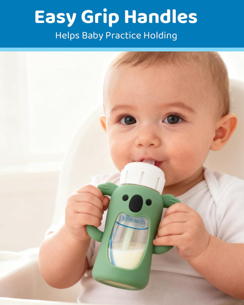 Dolreme 3 Pack 4 oz, Silicone Bottle Sleeves for Dr. Brown's Glass Baby Bottles, Anti-Slip Protective Covers
