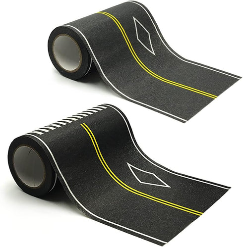 Play Road Tape for Kids Car Toy Road Tape Track, Stick to Floors and Table Flat Surface,No Residue, 2-Pack of 3.9 Inch Wide x 32.8 ft Black Tape for Kids Gift by dspitwod