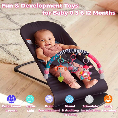 ORZIZRO 0-12 Baby Stroller Arch Toys, Crib Mobile for Infants Adjustable Bassinet Mobile with Universal Clamps