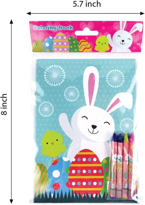 12 48 TINYMILLS Easter Coloring Books with Party Favors with Books and Crayons,Easter Prizes, Favor Bag Easter Basket