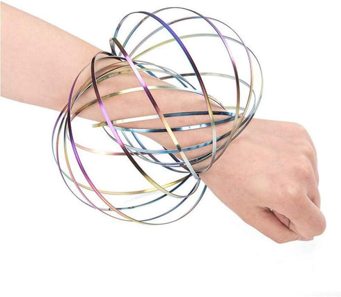 3 Pack Flow Ring Arm Magic Spring Sculpture Ring Game, Colored Kinetic Spring Interactive Stress Relief Rings