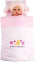 2 Set 12-15 Inch Set BABESIDE Pcs Baby Doll Bedding for Dolls, Pink Polka Dot Baby Doll Blanket and Pillow with Cute