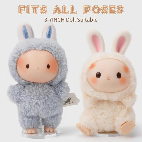 3-7" 2 Set Adjustable Doll Stand for Sitting & Standing Positions - Premium Acrylic Base Display Holder for Figures