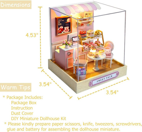 1:24 TuKIIE DIY Miniature Dollhouse Kit with Furniture, Scale Creative Room Mini Wooden Doll House Plus Dust Proof