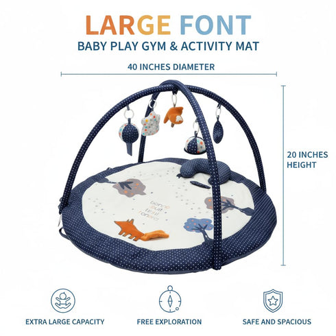 LULLABY COTTON Mat,Tummy 100% 6 Tummy Baby Play Gym Time Mat - Cotton Soft Playmat with Detachable Toys
