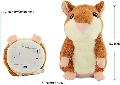 Talking Hamster - Interactive Stuffed Plush Animal Toy with Cute Sound Effects, Best Buddy for Kids (Brown)