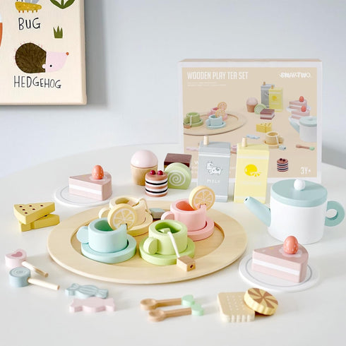 Set 34 Set 3-5, Set Wooden Tea Party for Little Girls, PCS Wooden Tea for Toddlers Pretend Play Kids Wood Tea Toy, Play