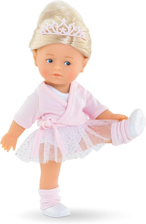 Corolle Mini Corolline Rosy Ballerina Gift Set, 8" Doll with 3 Accessories - Tiara, Ballet Sweater, Leg Warmers