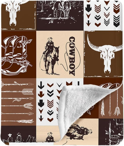 Western Blanket, Western Decor for Nursery Room, Baby Blankets for Boys Girls,