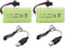 Fytoo 2PCS 3.7V 1600mAh Li-ion Battery with SM-2P Plug & 2PCS USB Charging Cable for 9962 8837 RC Toy Car