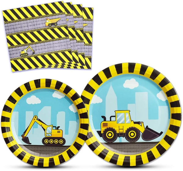 WERNNSAI Construction Party Supplies - Disposable Dump Truck Themed Tableware Set for