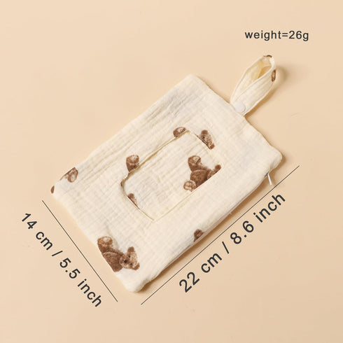 Hanging Floral Baby Wipe Holder - Portable Wet Wipes Pouch for Stroller & Car (Teddy Bear)