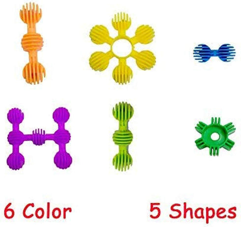 RAINBOW TOYFROG Star Flex STEM Building Toys - 70 Connector Blocks for Kids with Tote, Kindergarten & Preschool Table