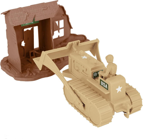 BMC Bulldozer Building Playset - Classic Army Corps of Engineers Plastic Army Men