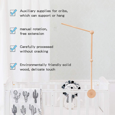 let's make Baby Crib Mobile Arm - Wooden Baby Mobile Crib Holder for Mobile Hanging Baby Crib Attachment for Nursery