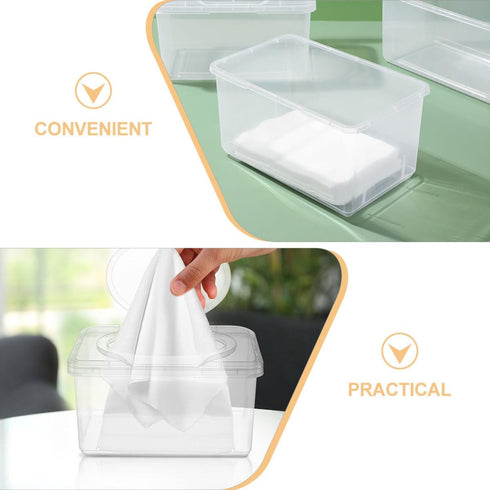 HAKIDZEL 4pcs Refillable Wipes Dispenser Container with Lid Dustproof Pp Plastic Wipe Storage Box for Home and Travel