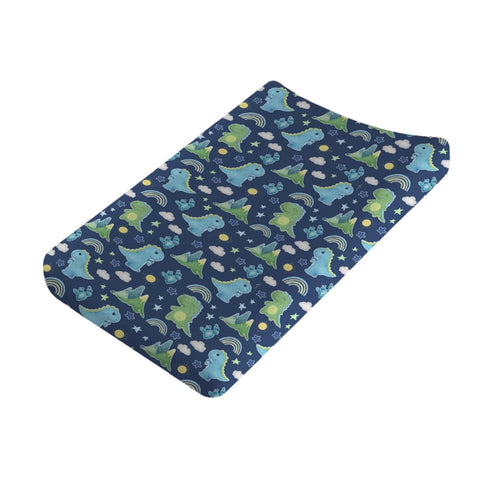 Dinosaur Rainbow Diaper Changing Pad Cover Sheets, Soft Breathable Baby Changing Table Mats 32''x16'' for Boy Girl