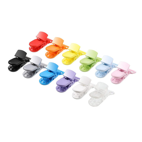 60 Pieces Pacifier Clips Holders Plastic Suspender Clips for Pacifiers, DIY Teething Toys, Baby Blankets, Bib, 12 Colors