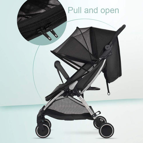 2 in 1 Net Baby Stroller Sun Shades with Zipper Window, Universal Mesh Travel Cover for Outdoor Walking, Beach
