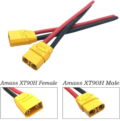 3 Pairs Amass XT90H XT90 Wire XT 90 Plug Male and Female Connector 150mm 10AWG for RC Lipo Battery