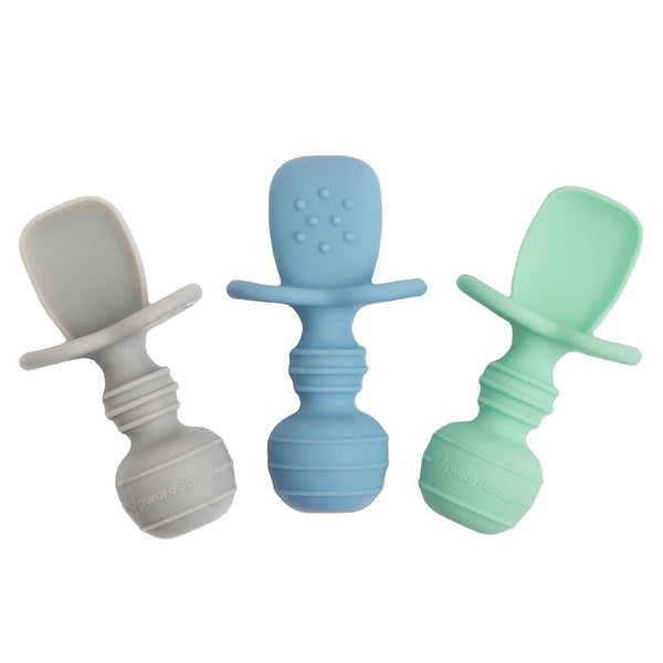 UpwardBaby Silicone Baby Spoons - Self Feeding for 6+ Months, BPA Free Chewable Infant Toddler Utensils (Set of 3)