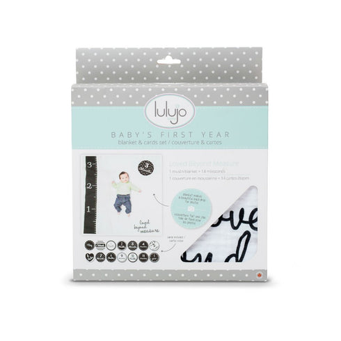 lulujo Baby's First Year Milestone Blanket and Cards Set, Loved Beyond Measure