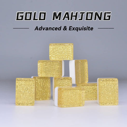 Drizzle Gold Travel Mini Mahjong Set - 20mm with Instructions, 146 Tiles, 4PCS Racks, Portable for Beginners