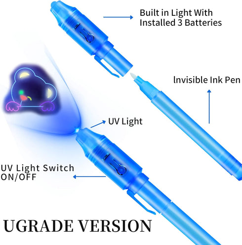 30 Pieces Invisible Ink Pen with UV Light, Spy Pen Magic Marker for Kids, Secret Message Party Favors